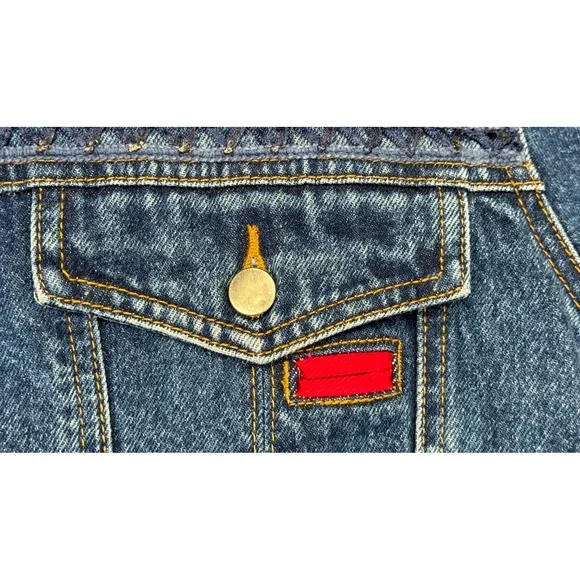 Together Women's Vintage Rare Embroidered‎ Button Up Denim Jacket Size Large